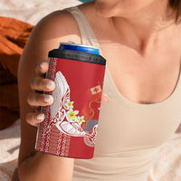 Swimming With Humpback Whales Season Tonga 4 in 1 Can Cooler Tumbler Tongan Tofuaa Ngatu Pattern Red LT14 - Polynesian Pride
