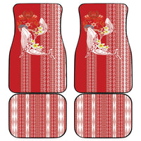 Swimming With Humpback Whales Season Tonga Car Mats Tongan Tofuaa Ngatu Pattern Red LT14 - Polynesian Pride