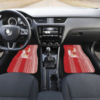 Swimming With Humpback Whales Season Tonga Car Mats Tongan Tofuaa Ngatu Pattern Red LT14 Set 2pcs - Front Red - Polynesian Pride