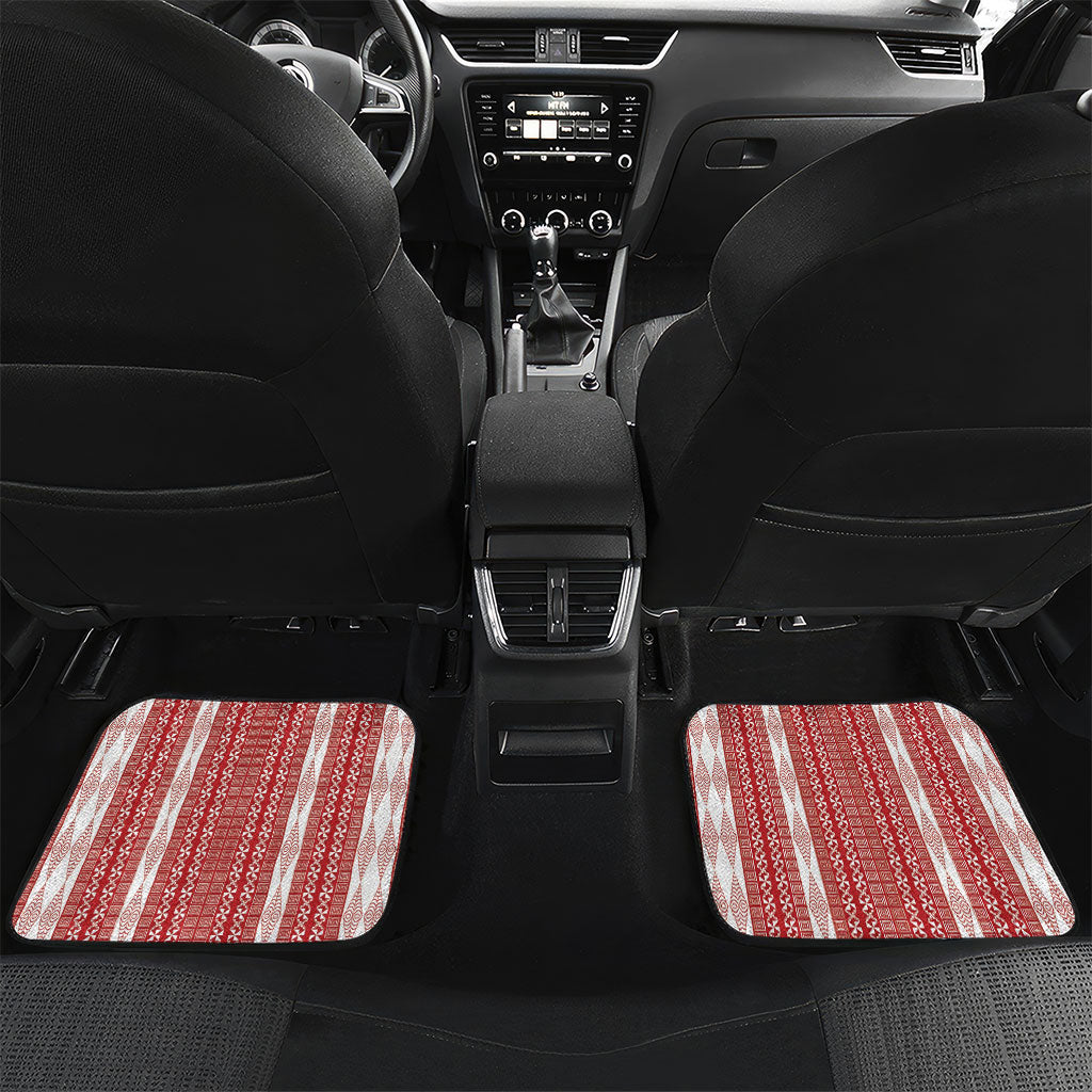 Swimming With Humpback Whales Season Tonga Car Mats Tongan Tofuaa Ngatu Pattern Red LT14 Set 2pcs - Back Red - Polynesian Pride