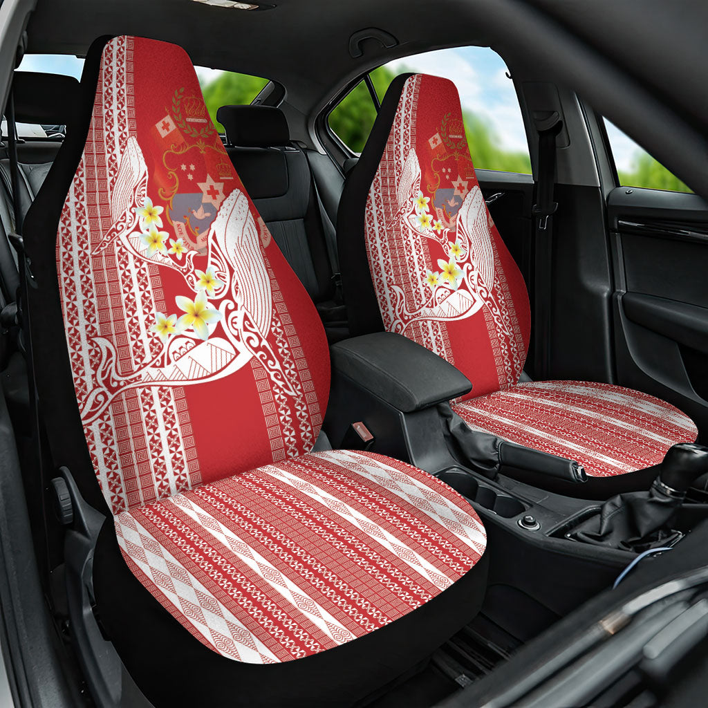 Swimming With Humpback Whales Season Tonga Car Seat Cover Tongan Tofuaa Ngatu Pattern Red LT14 One Size Red - Polynesian Pride