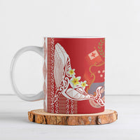 Swimming With Humpback Whales Season Tonga Ceramic Mug Tongan Tofuaa Ngatu Pattern Red LT14 Red - Polynesian Pride