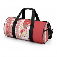 Swimming With Humpback Whales Season Tonga Duffle Bag Tongan Tofuaa Ngatu Pattern Red