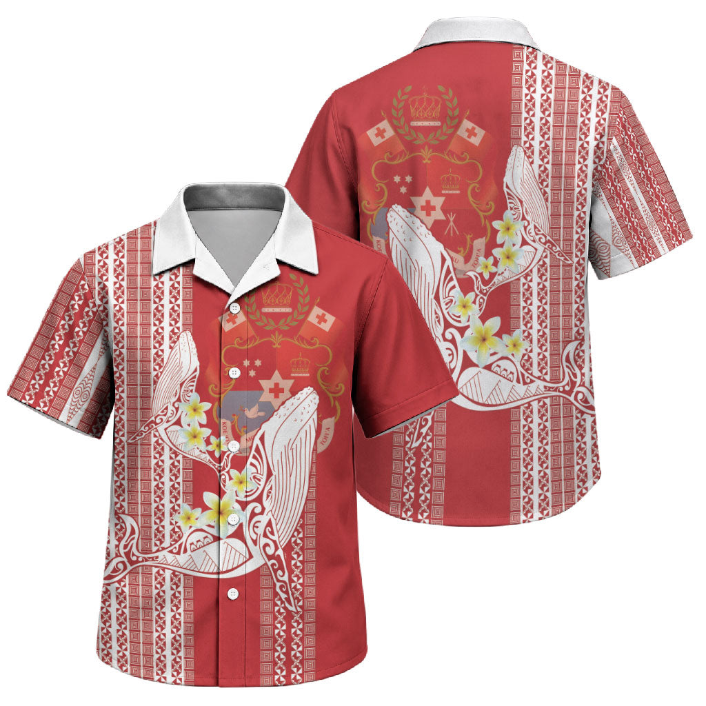 Swimming With Humpback Whales Season Tonga Family Matching Puletasi and Hawaiian Shirt Tongan Tofuaa Ngatu Pattern Red LT14 Son's Shirt Red - Polynesian Pride