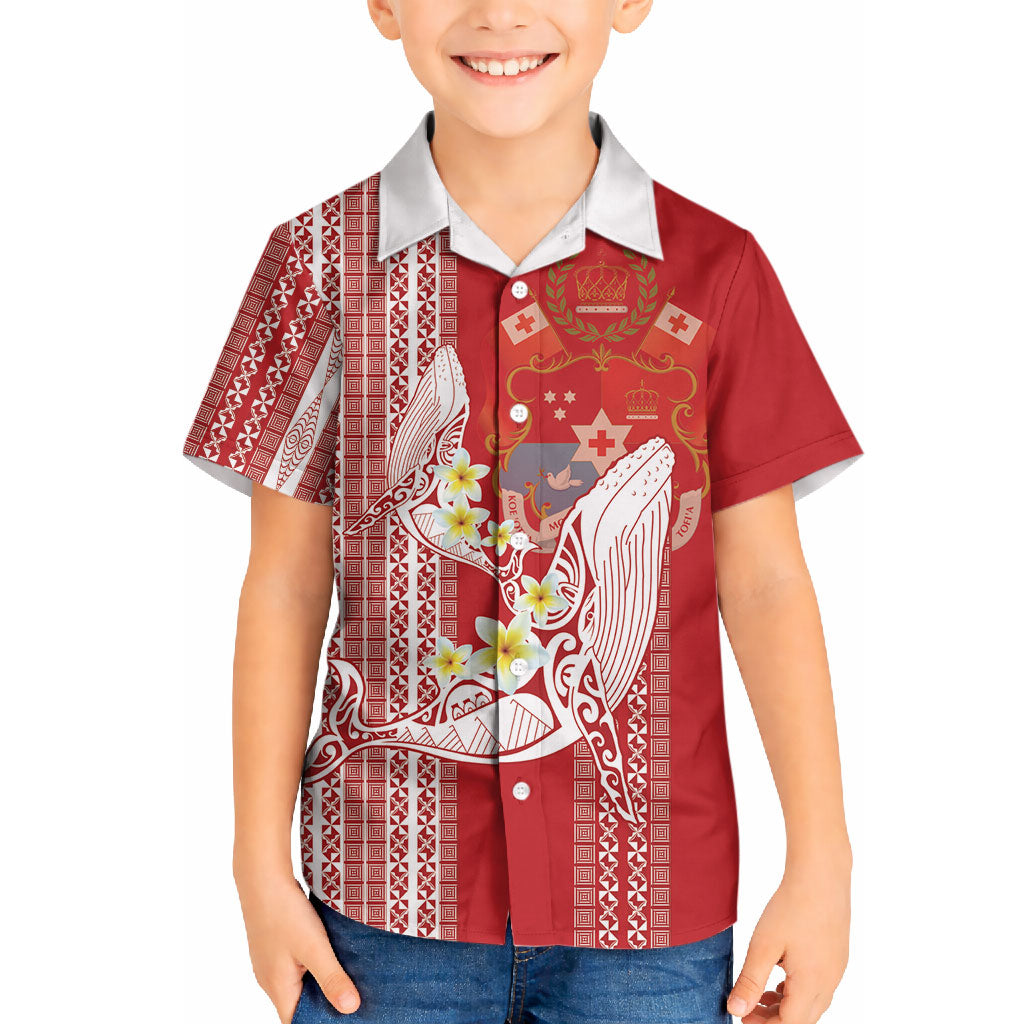 Swimming With Humpback Whales Season Tonga Hawaiian Shirt Tongan Tofuaa Ngatu Pattern Red LT14 - Polynesian Pride