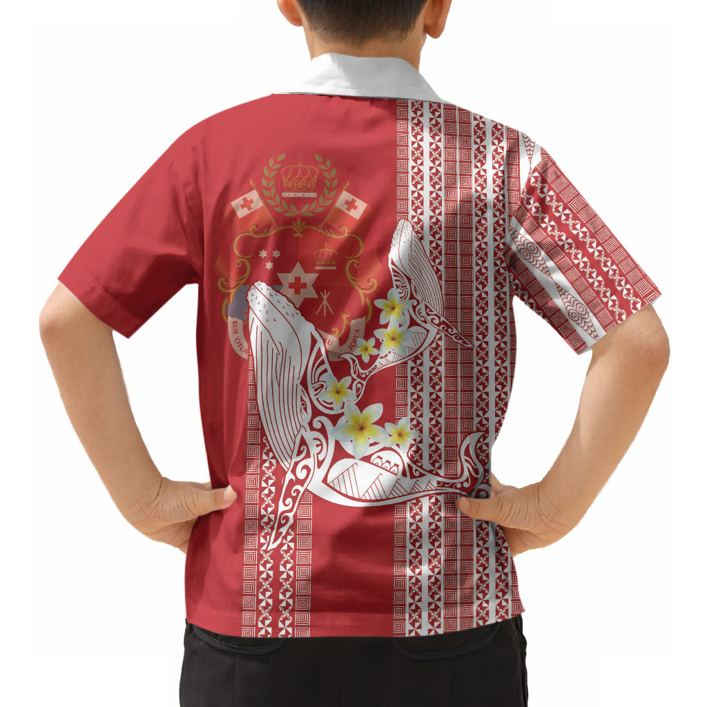 Swimming With Humpback Whales Season Tonga Hawaiian Shirt Tongan Tofuaa Ngatu Pattern Red LT14 - Polynesian Pride