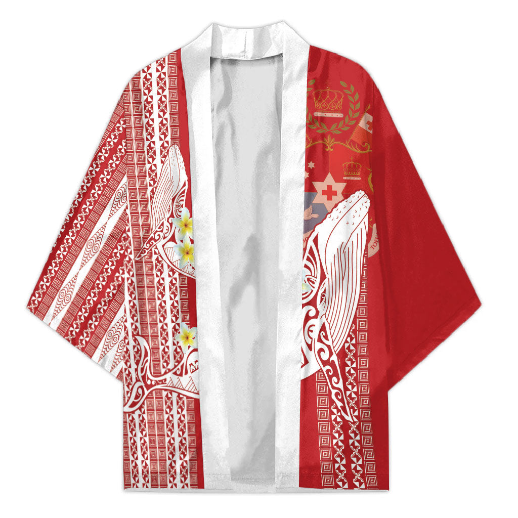 Swimming With Humpback Whales Season Tonga Kimono Tongan Tofuaa Ngatu Pattern Red LT14 Unisex Red - Polynesian Pride