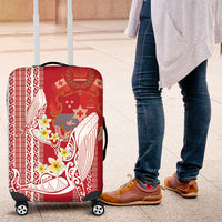 Swimming With Humpback Whales Season Tonga Luggage Cover Tongan Tofuaa Ngatu Pattern Red LT14 Red - Polynesian Pride