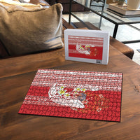 Swimming With Humpback Whales Season Tonga Puzzle Tongan Tofuaa Ngatu Pattern Red LT14 - Polynesian Pride