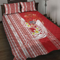 Swimming With Humpback Whales Season Tonga Quilt Bed Set Tongan Tofuaa Ngatu Pattern Red LT14 Red - Polynesian Pride