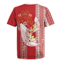 Swimming With Humpback Whales Season Tonga Rugby Jersey Tongan Tofuaa Ngatu Pattern Red LT14 - Polynesian Pride