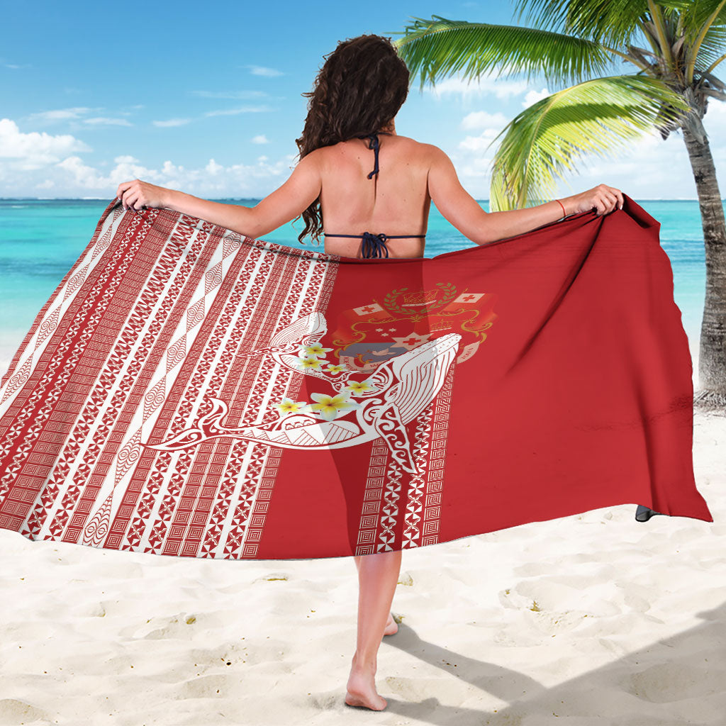 Swimming With Humpback Whales Season Tonga Sarong Tongan Tofuaa Ngatu Pattern Red LT14 - Polynesian Pride