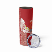 Swimming With Humpback Whales Season Tonga Skinny Tumbler Tongan Tofuaa Ngatu Pattern Red LT14 - Polynesian Pride