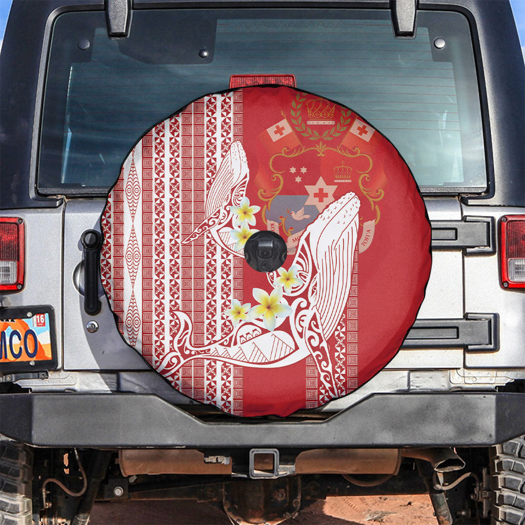 Swimming With Humpback Whales Season Tonga Spare Tire Cover Tongan Tofuaa Ngatu Pattern Red LT14 Red - Polynesian Pride