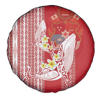 Swimming With Humpback Whales Season Tonga Spare Tire Cover Tongan Tofuaa Ngatu Pattern Red LT14 - Polynesian Pride