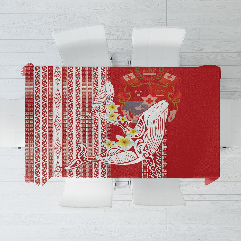 Swimming With Humpback Whales Season Tonga Tablecloth Tongan Tofuaa Ngatu Pattern Red LT14 Red - Polynesian Pride
