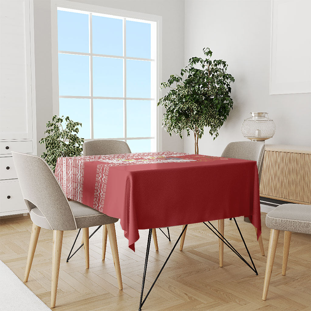 Swimming With Humpback Whales Season Tonga Tablecloth Tongan Tofuaa Ngatu Pattern Red LT14 - Polynesian Pride