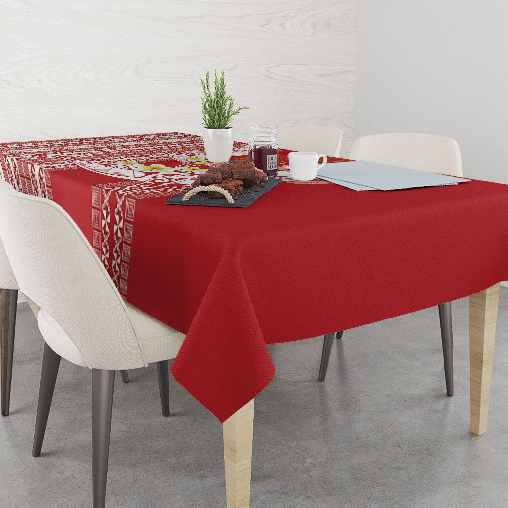 Swimming With Humpback Whales Season Tonga Tablecloth Tongan Tofuaa Ngatu Pattern Red LT14 - Polynesian Pride
