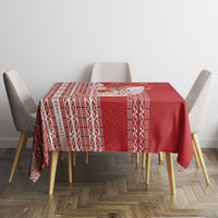 Swimming With Humpback Whales Season Tonga Tablecloth Tongan Tofuaa Ngatu Pattern Red LT14 - Polynesian Pride