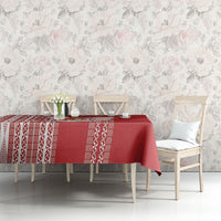 Swimming With Humpback Whales Season Tonga Tablecloth Tongan Tofuaa Ngatu Pattern Red LT14 - Polynesian Pride