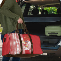 Swimming With Humpback Whales Season Tonga Travel Bag Tongan Tofuaa Ngatu Pattern Red LT14 - Polynesian Pride