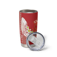 Swimming With Humpback Whales Season Tonga Tumbler Cup Tongan Tofuaa Ngatu Pattern Red LT14 - Polynesian Pride