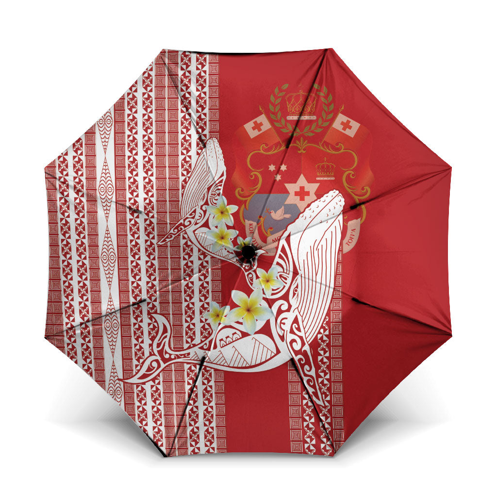 Swimming With Humpback Whales Season Tonga Umbrella Tongan Tofuaa Ngatu Pattern Red LT14 One Size Folded 11.42 inch Opened Diameter 37.4 inch Red - Polynesian Pride