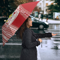 Swimming With Humpback Whales Season Tonga Umbrella Tongan Tofuaa Ngatu Pattern Red LT14 - Polynesian Pride