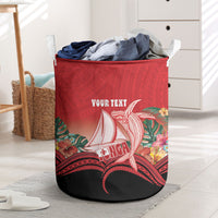 Vavau Sailing Festival Tonga Personalised Laundry Basket Humpback Whale Sailboat Tropical Vibes LT14 Red - Polynesian Pride