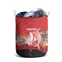Vavau Sailing Festival Tonga Personalised Laundry Basket Humpback Whale Sailboat Tropical Vibes LT14 - Polynesian Pride