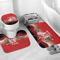 Vavau Sailing Festival Tonga Personalised Bathroom Set Humpback Whale Sailboat Tropical Vibes LT14 Mat Set Only (3 pcs) One Size Red - Polynesian Pride