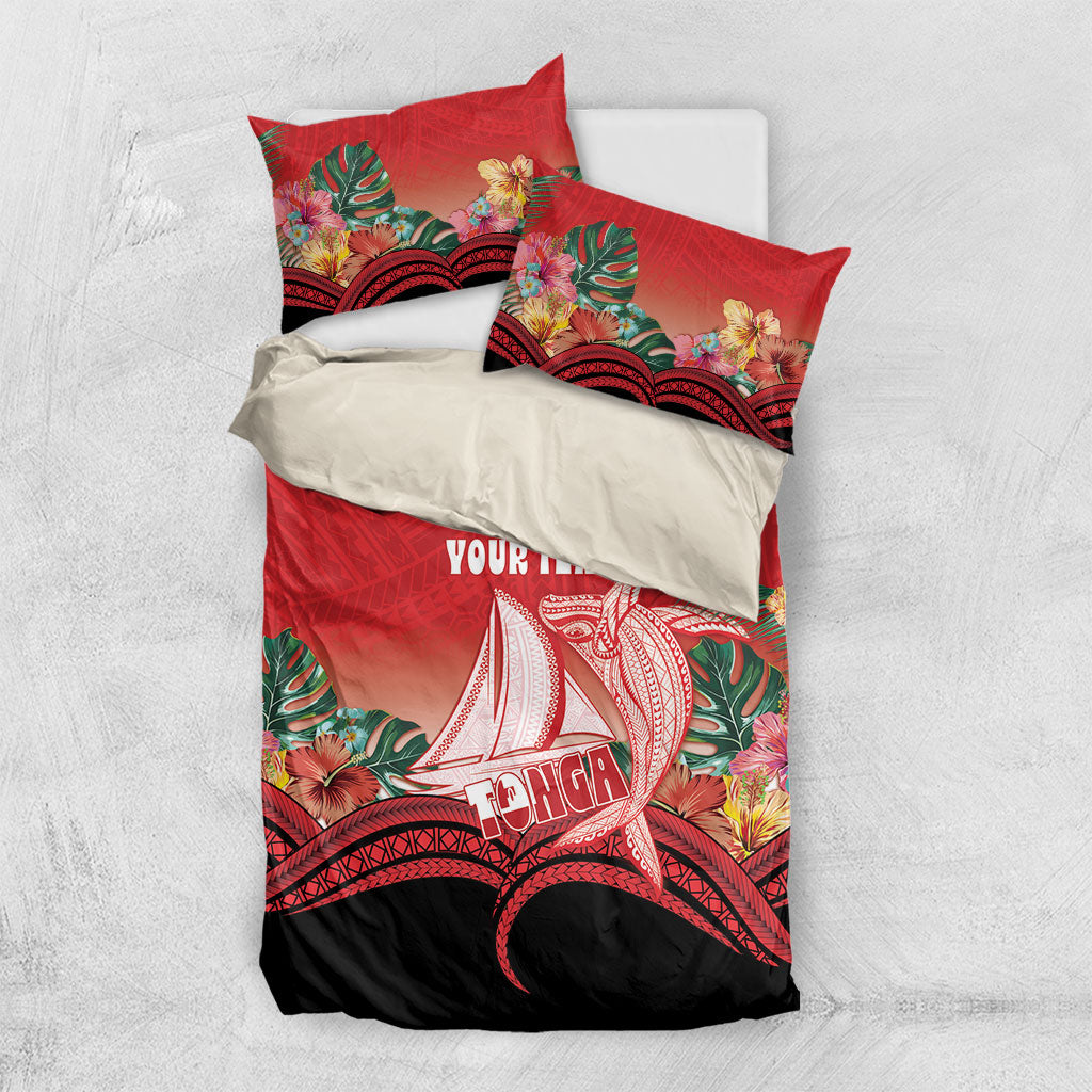 Vavau Sailing Festival Tonga Personalised Bedding Set Humpback Whale Sailboat Tropical Vibes LT14 US Twin 172cm x 218cm Red - Polynesian Pride