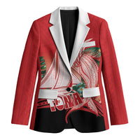 Vavau Sailing Festival Tonga Personalised Blazer Humpback Whale Sailboat Tropical Vibes LT14 Unisex Red - Polynesian Pride