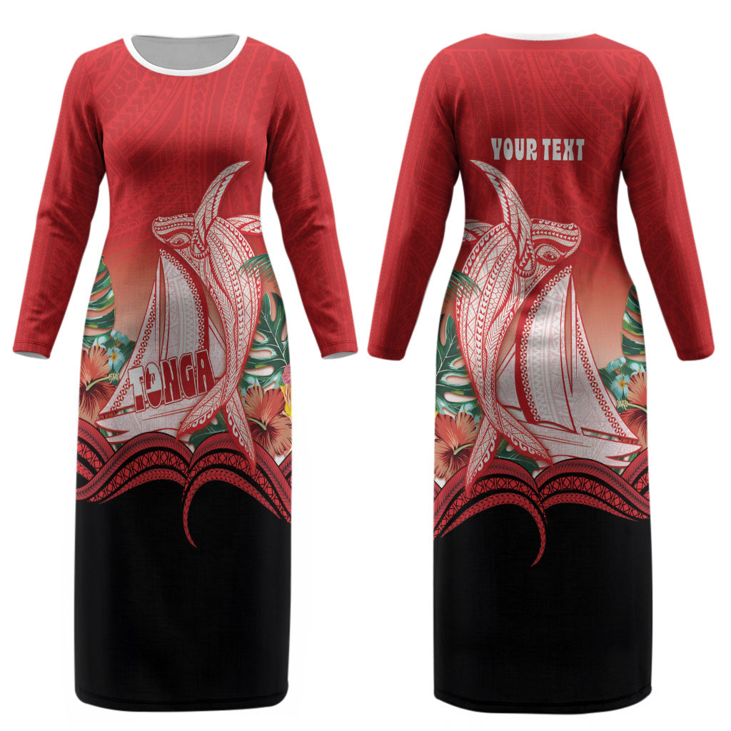 Vavau Sailing Festival Tonga Personalised Couples Matching Long Sleeve Bodycon Dress and Hawaiian Shirt Humpback Whale Sailboat Tropical Vibes LT14 - Polynesian Pride