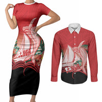 Vavau Sailing Festival Tonga Personalised Couples Matching Short Sleeve Bodycon Dress and Long Sleeve Button Shirt Humpback Whale Sailboat Tropical Vibes LT14 Red - Polynesian Pride