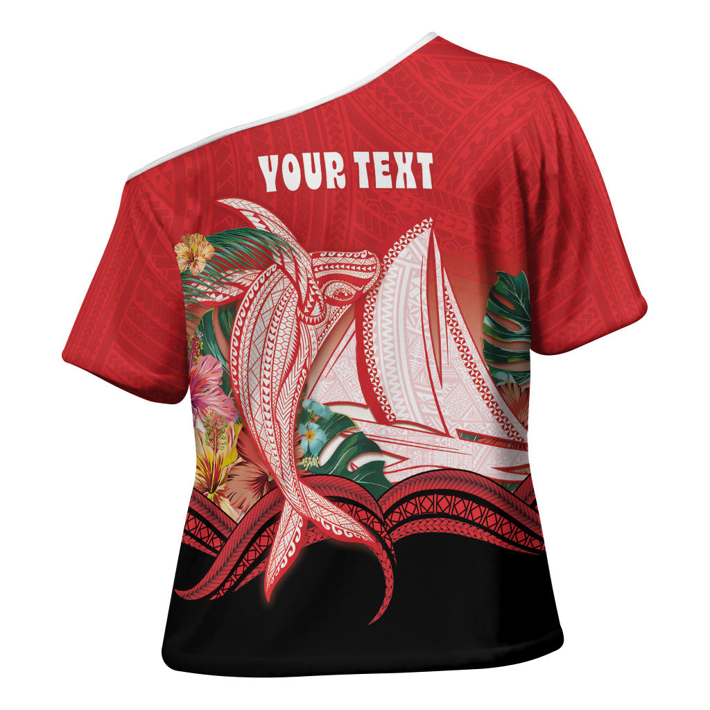 Vavau Sailing Festival Tonga Personalised Cross Shoulder Shirt Humpback Whale Sailboat Tropical Vibes LT14 - Polynesian Pride