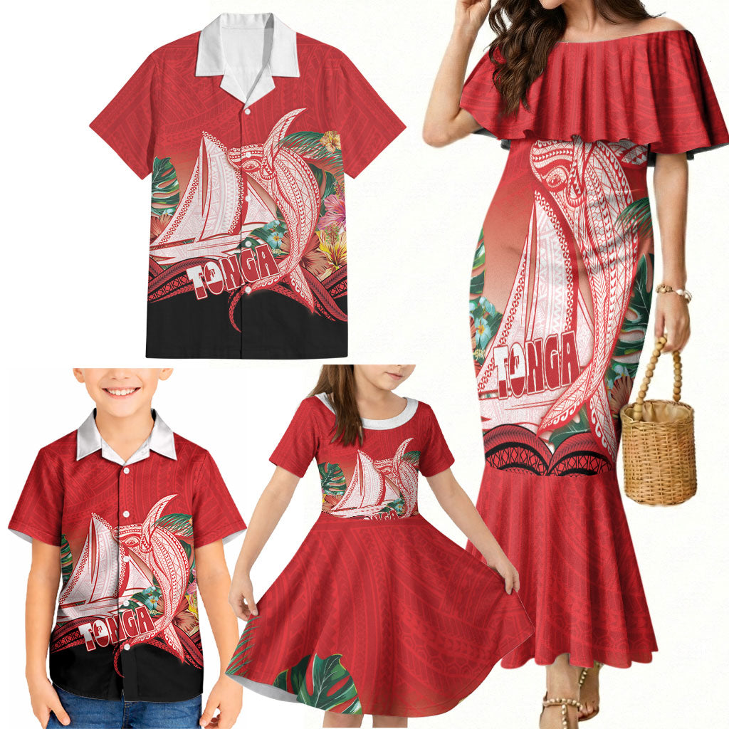Vavau Sailing Festival Tonga Personalised Family Matching Mermaid Dress and Hawaiian Shirt Humpback Whale Sailboat Tropical Vibes LT14 - Polynesian Pride