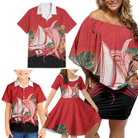 Vavau Sailing Festival Tonga Personalised Family Matching Off Shoulder Short Dress and Hawaiian Shirt Humpback Whale Sailboat Tropical Vibes LT14 - Polynesian Pride