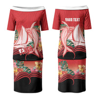 Vavau Sailing Festival Tonga Personalised Family Matching Puletasi and Hawaiian Shirt Humpback Whale Sailboat Tropical Vibes LT14 Mom's Dress Red - Polynesian Pride