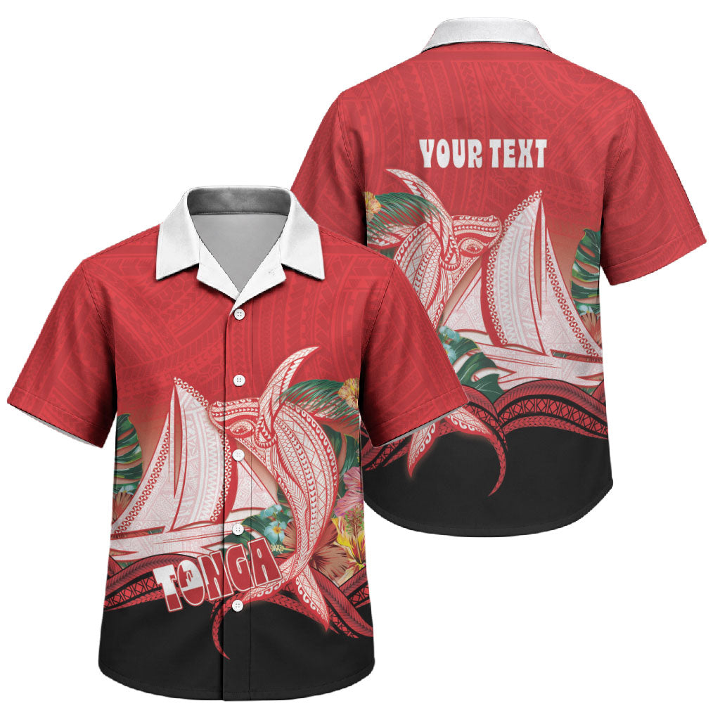 Vavau Sailing Festival Tonga Personalised Family Matching Short Sleeve Bodycon Dress and Hawaiian Shirt Humpback Whale Sailboat Tropical Vibes LT14 Son's Shirt Red - Polynesian Pride