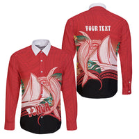 Vavau Sailing Festival Tonga Personalised Family Matching Summer Maxi Dress and Hawaiian Shirt Humpback Whale Sailboat Tropical Vibes LT14 Dad's Shirt - Long Sleeve Red - Polynesian Pride