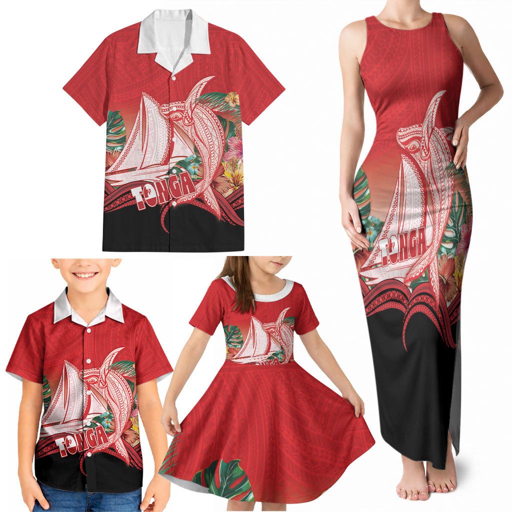 Vavau Sailing Festival Tonga Personalised Family Matching Tank Maxi Dress and Hawaiian Shirt Humpback Whale Sailboat Tropical Vibes LT14 - Polynesian Pride