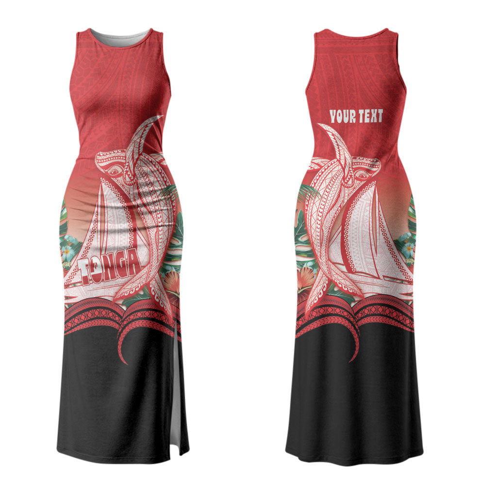Vavau Sailing Festival Tonga Personalised Family Matching Tank Maxi Dress and Hawaiian Shirt Humpback Whale Sailboat Tropical Vibes LT14 Mom's Dress Red - Polynesian Pride