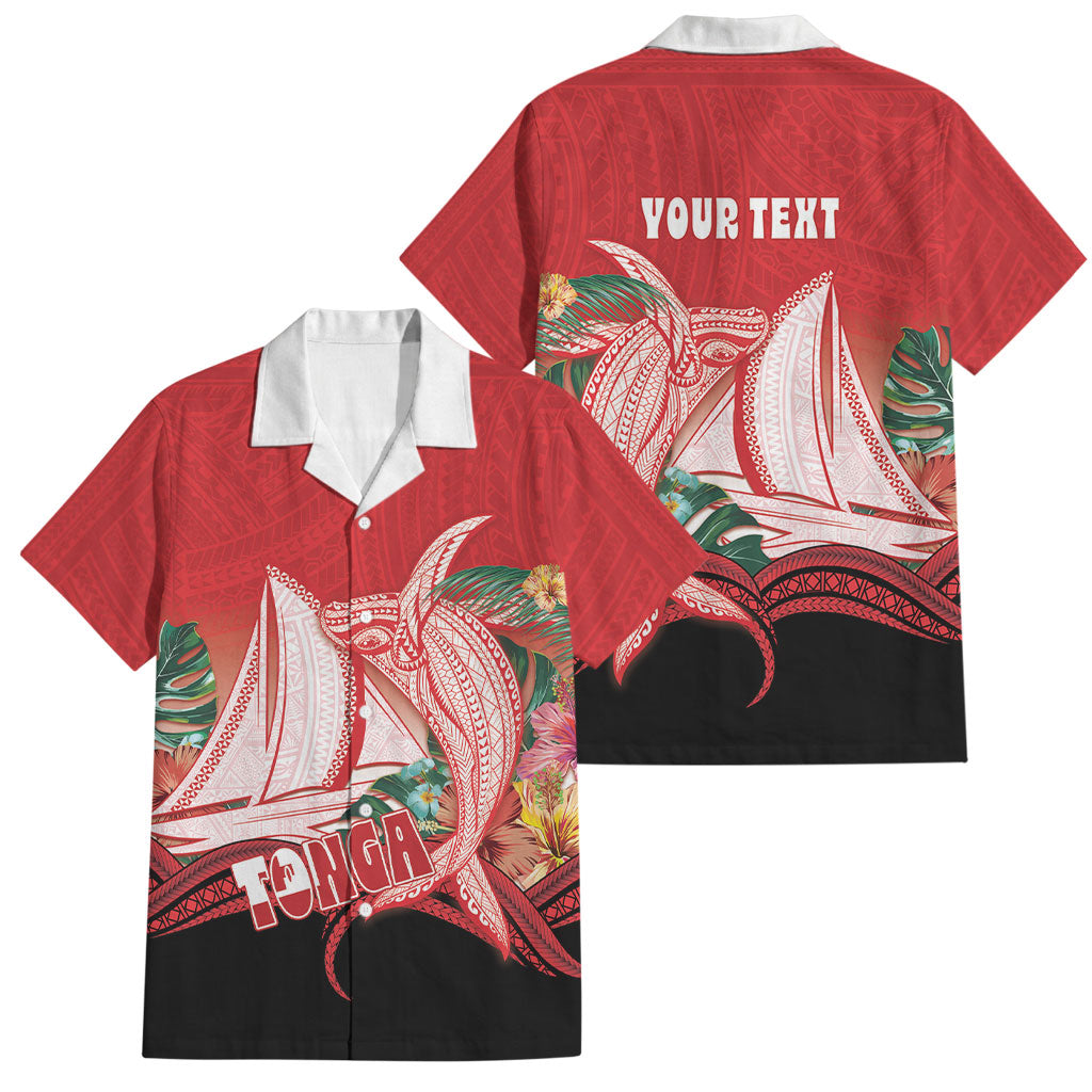 Vavau Sailing Festival Tonga Personalised Family Matching Tank Maxi Dress and Hawaiian Shirt Humpback Whale Sailboat Tropical Vibes LT14 Dad's Shirt - Short Sleeve Red - Polynesian Pride