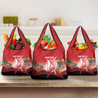 Vavau Sailing Festival Tonga Personalised Grocery Bag Humpback Whale Sailboat Tropical Vibes LT14 3-pack One Size Red - Polynesian Pride