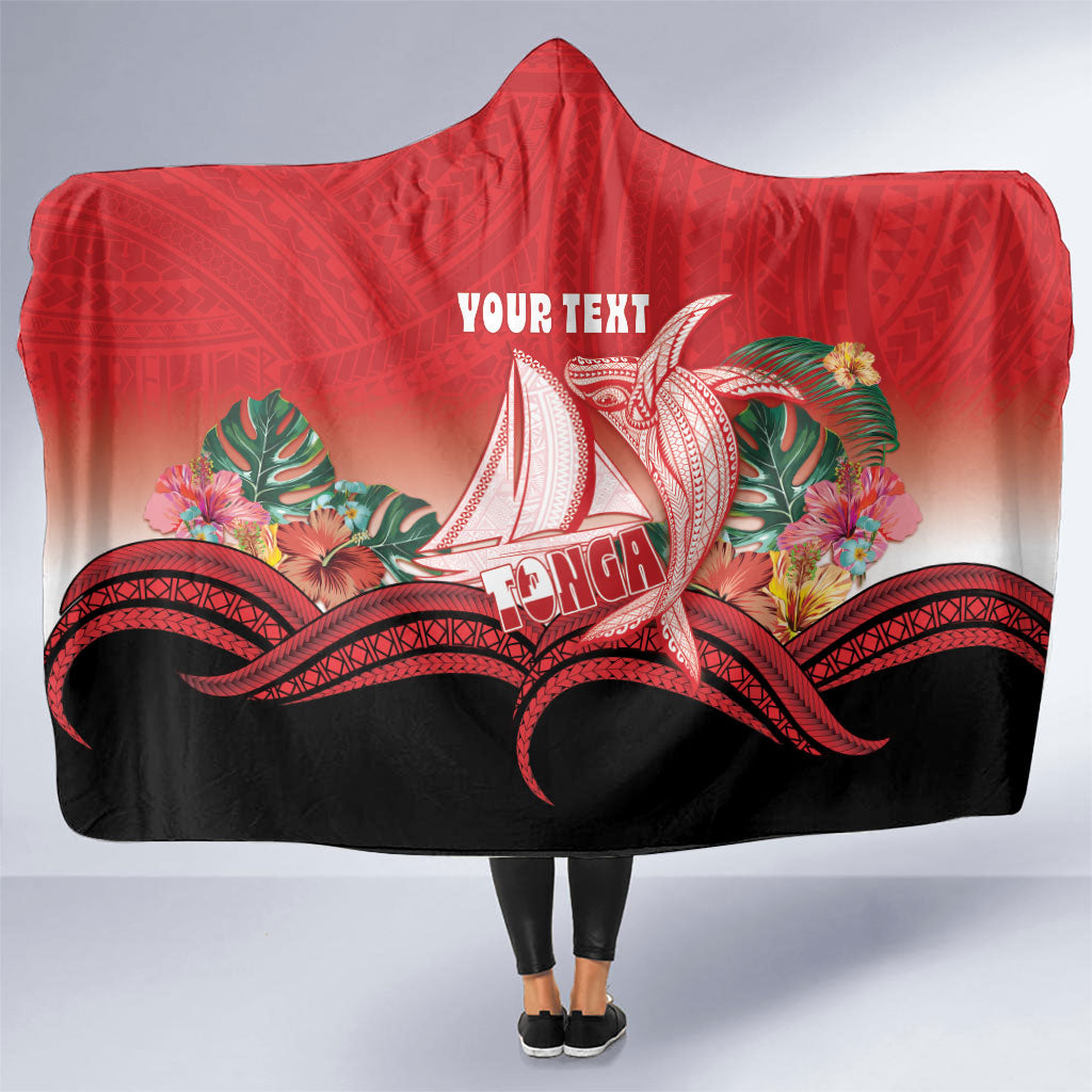 Vavau Sailing Festival Tonga Personalised Hooded Blanket Humpback Whale Sailboat Tropical Vibes LT14 One Size Red - Polynesian Pride