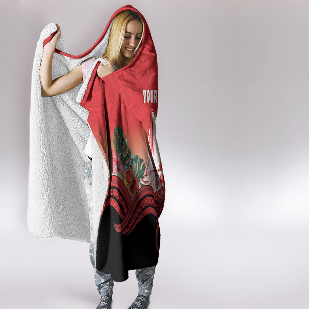 Vavau Sailing Festival Tonga Personalised Hooded Blanket Humpback Whale Sailboat Tropical Vibes LT14 - Polynesian Pride