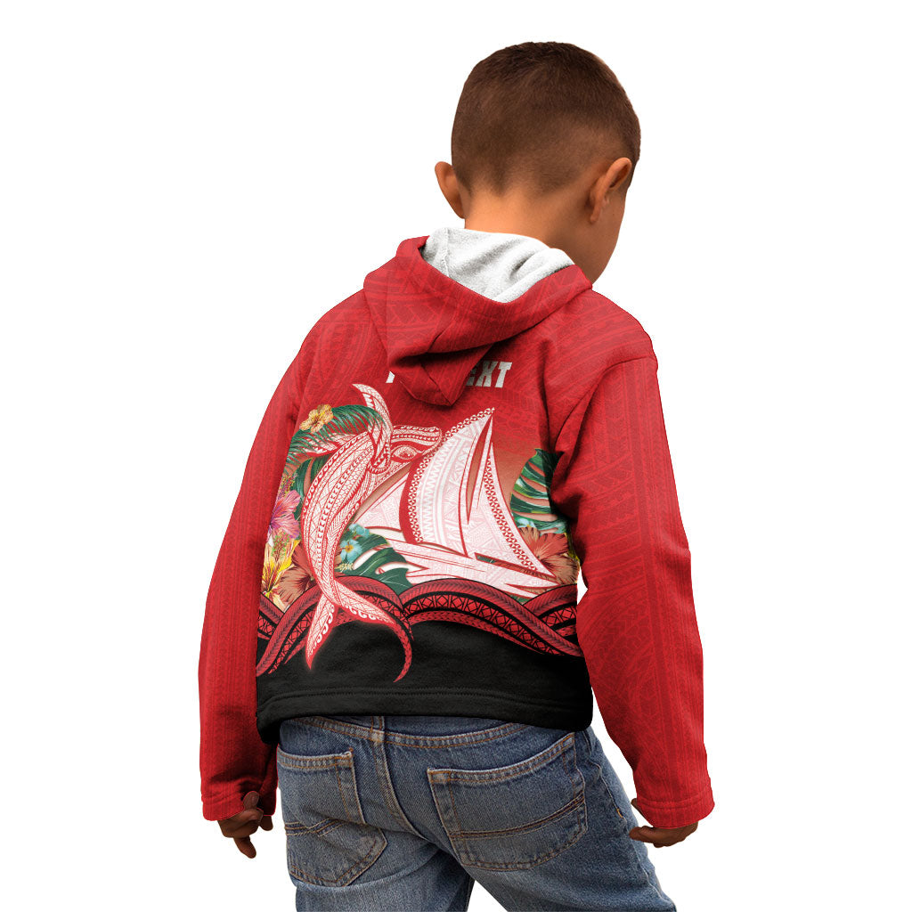 Vavau Sailing Festival Tonga Personalised Kid Hoodie Humpback Whale Sailboat Tropical Vibes LT14 - Polynesian Pride
