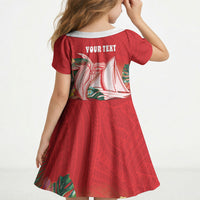 Vavau Sailing Festival Tonga Personalised Kid Short Sleeve Dress Humpback Whale Sailboat Tropical Vibes LT14 - Polynesian Pride