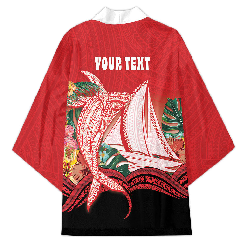 Vavau Sailing Festival Tonga Personalised Kimono Humpback Whale Sailboat Tropical Vibes LT14 - Polynesian Pride